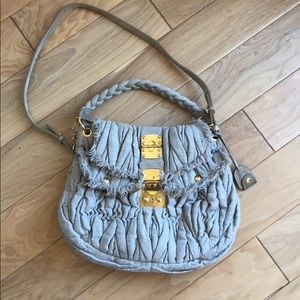 Miu Miu linen and suede handbag